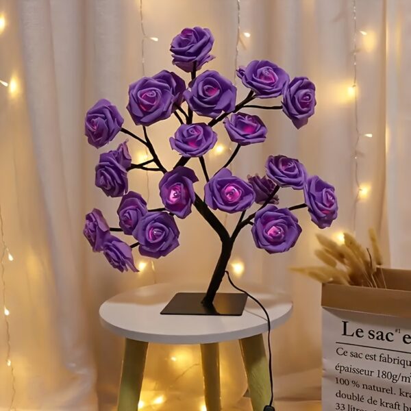 24pcs LED Rose Tree Light - Romantic Fairy Tale Decor with Glowing Blue Roses, USB Powered, Ideal for Valentine'S Day, Christmas, Weddings, Bedroom Ambiance, Party Decor, Romantic Gift, Wedding Decoration | Glowing Rose Design | Durable Plastic, Rose Deco