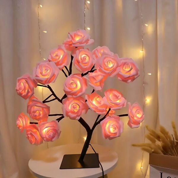 24pcs LED Rose Tree Light - Romantic Fairy Tale Decor with Glowing Blue Roses, USB Powered, Ideal for Valentine'S Day, Christmas, Weddings, Bedroom Ambiance, Party Decor, Romantic Gift, Wedding Decoration | Glowing Rose Design | Durable Plastic, Rose Deco