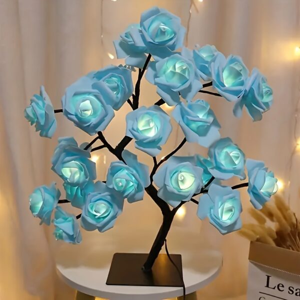 24pcs LED Rose Tree Light - Romantic Fairy Tale Decor with Glowing Blue Roses, USB Powered, Ideal for Valentine'S Day, Christmas, Weddings, Bedroom Ambiance, Party Decor, Romantic Gift, Wedding Decoration | Glowing Rose Design | Durable Plastic, Rose Deco