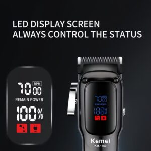 KEMEI KM-1550 Professional Electric Hair Clipper, USB Rechargeable Cordless Trimmer with Precision Detailing, Adjustable Intensity Control, Advanced Blades for Styling and Salon Use, 2.0Ah Lithium Battery, ABS Body, Includes Limit Comb