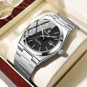 BINBOND Men's Classic Waterproof Quartz Watch with Stainless Steel Band, Luminous Dial & Date Feature - Perfect for Business or Casual Wear, Cool And Handsome Style