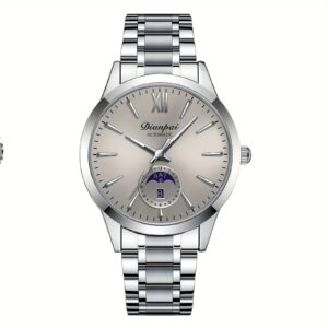 Dianpai Men'S Stainless Steel Automatic Watch with Luminous Hands - Elegant Round Face, Date Display, Business Casual Style, Self-Winding Mechanism, Casual Formal Wear|Luminous Hands Watch|Stainless Steel Band, Stainless Steel Watch, Without Battery